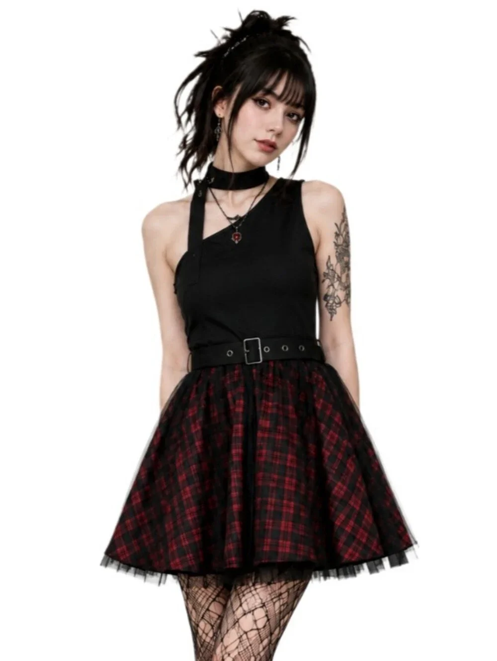 Punk Rave Plaid Dress - Picture 1 of 13